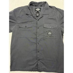 Harley Davidson Men’s Medium 99031-08VM Gray Willie G. Skull S/S Button Up Shirt